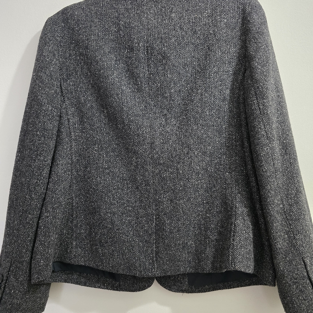 S O L D  LL Bean Dark Gray Tweed Wool Blend Tailored Blazer size L/P - Picture 6 of 15